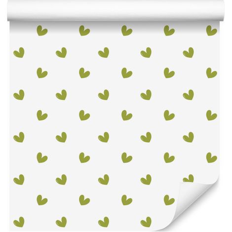 Herztapete Weiß, Beige, Creme und Gelb 50x1000 cm (1/5)