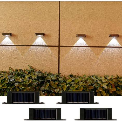 Spot Solaire Extérieur – Unités LED Lumière Waterproof Dusk to Dawn Éclairage Murale pour Maison Jardin Piscine 4 2 IP65 blanche (1/4)