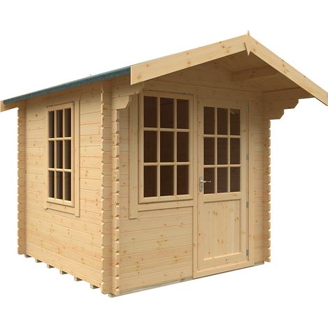 8x8 The Carrington 28mm Cabin - L235 x W235 x H251.3 cm - Solid Wood/Softwood/Pine - Natural