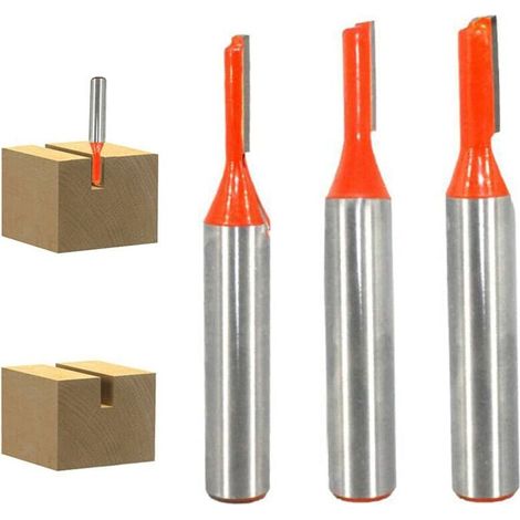8mm Fraise Droite Defonceuse, 3 pièces Fraises à Défoncer Carbure De Tungstène Mèche de Rout Droite à Simple Flûte Fraise à Bois-3mm/4mm/5mm (1/4)