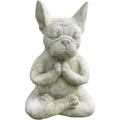 Statue décorative de bouledogue en méditation, sculpture en résine pour jardin et intérieur (1/5)