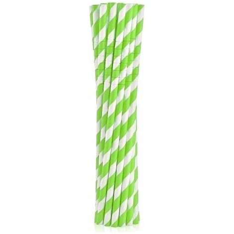 Tubos de pajitas de papel, rotos, rayas verdes, 20 cm, 12 unidades