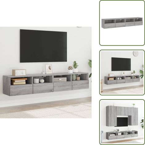 The Living Store TV-Wandschränke 2 Stk. Grau Sonoma 80x30x30 cm Holzwerkstoff - Wandregal (1/5)