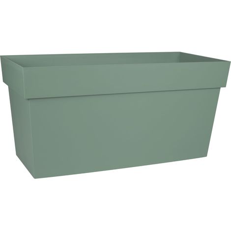 Muret Toscane 80 cm - Jardinière à roulettes - Volume 74 L - avec Réserve d'eau et Grille Filtrante + Goulotte d'Arrosage - 79 x 35 x H. 39 cm - Vert Laurier (1/5)