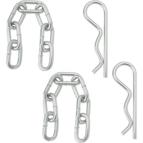Pack of 4 Galvanised Steel Chain with R Clip M6 x 110mm Diameter 6mm Length 200mm Fits Jockey Wheel Pin (1/5)