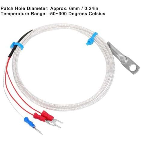 NALOOKAMIC  Sonde de capteur de température SMD PT100 résistance de thermistance en forme de bouton sonde de mesure haute température type de patch à trou rond pour centrale(5m)