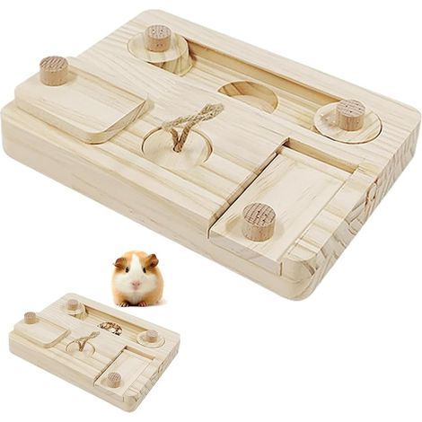 Guinea Pig Accessories, Wooden Hamster Toy 6 in 1 Interactive and Safe Toy for Small Animals in Natural Tribes for Rabbits, Chinchillas, Hamsters and Rats (1/5)