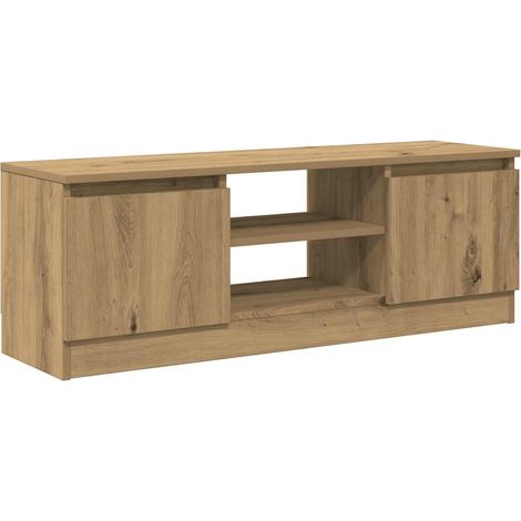 Vidaxl – Meuble TV chêne artisanal 102x30x36 cm – Bois d'ingénierie – Grand espace de rangement avec 2 compartiments – Portes pratiques
