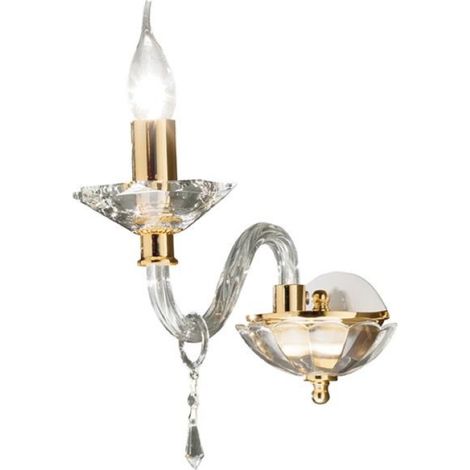 Applique FIAMMA in cristallo e vetro trasparente 12 cm finitura oro 1 Luce (1/2)