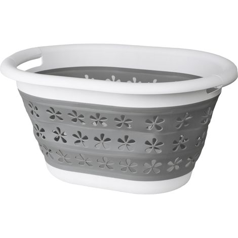 Bol ovalado plegable de 50 x 37 cm, blanco y gris. OVAL COMPACT 25L