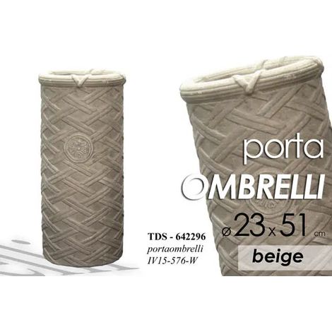 Porta-ombrelles en céramique beige 23x51