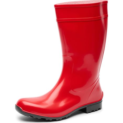 Ladeheid Bottes de Pluie Femme en Caoutchouc PVC avec Semelle Extérieure Antidérapante 100% Imperméable Chaussures pour Femmes résistantes à l'eau LA-967 (Rouge/Noir, 39 EU)