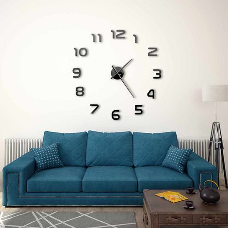 Horloge murale 3D XXL 100 cm en EAV noir brillant à assembler - PANGIVO (1/5)