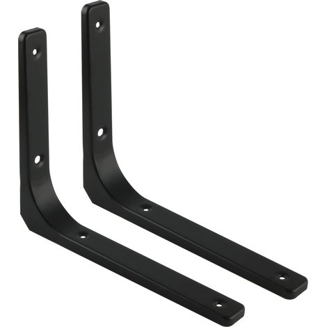 Equerre Etagere Murale Charge Lourde, Fixation Flottante Support pour Salon Chambre Cuisine, Support Etagère Murale en Métal, 300 x 300 mm Noir 2 Pcs, EJR300B-2P (1/5)