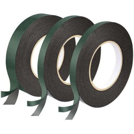 3 Rouleaux Double Face Ruban, Ruban Adhésif Double Face Noire12 mm,12mm,25mm Ruban Mousse Extra Fort Ruban Eponge Imperméable Isolant Etanche Anti Chocs Chaleur Thermique