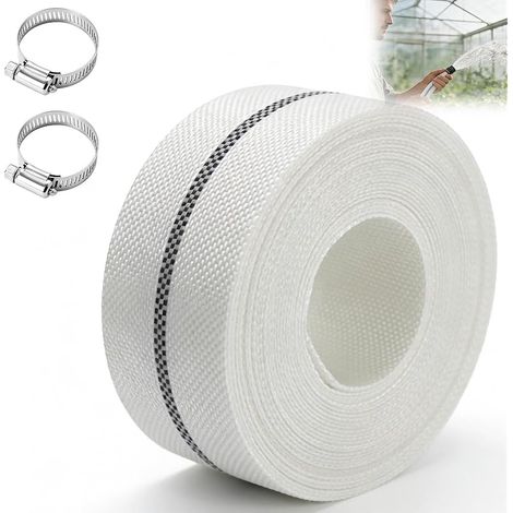 Tuyau tissé 1 1/2" - Tuyau plat - 38 mm - Tuyau de pompe - 10 m - Avec 2 clips - Tuyau industriel - Pour arrosage de jardin, pompes immergées et piscine (1/5)