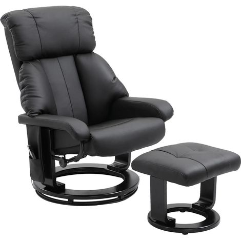 Fauteuil de massage avec repose-pieds, noir, 76x80x102 cm (1/5)