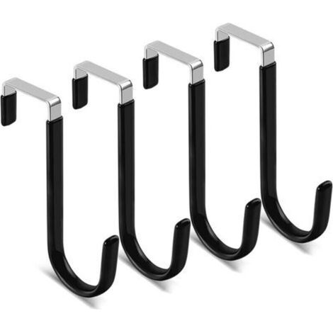 4 Pcs Black Over Door Hook, Over The Door Hanger for Door, No Drilling Z Shape Hook with Silicone Protection (1/5)