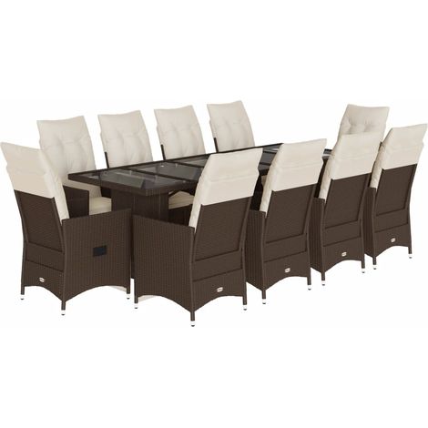 Maison Exclusive - 11-tlg. Garten-Bistro-Set mit Kissen Braun Pol (1/5)