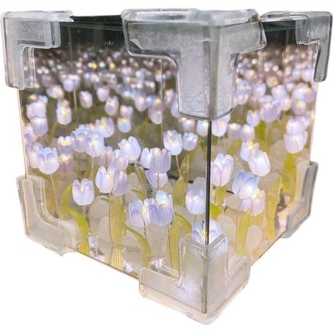 Veilleuse à faire soi-même en forme de tulipe - Lampe LED rechargeable par USB avec variateur tactile - Décoration pour chambre d'enfant et chambre d'enfant - 10 cm (1/5)