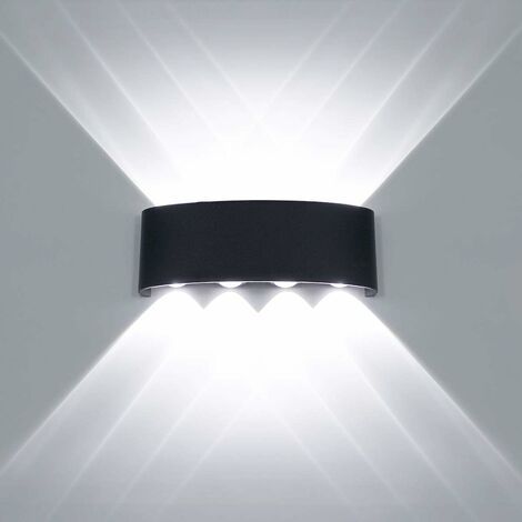 Pair - Applique murale LED étanche 8W – IP65 pour intérieur et extérieur – Aluminium noir – Design moderne avec effet superposé (1/5)