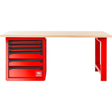 Facom RWS Werkbank 2m + Holzplatte, rot