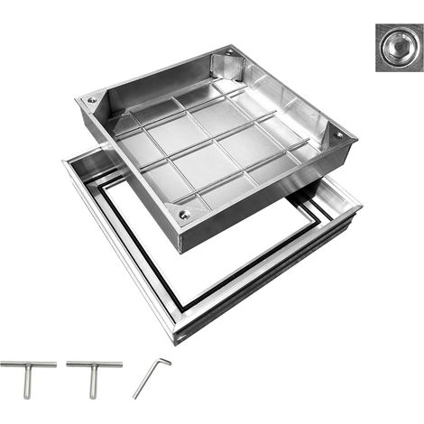 Couvercle de regard en alliage d'aluminium invisible-Passage 229 x 229 mm-A15 tampon de regard en aluminium pour le jardin,autre espace intérieur et extérieur-Encombrement 300x300mm (1/5)