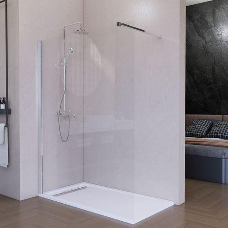 Mampara de ducha fija 120 cm transparente cromo antical 8mm 200 cm alto