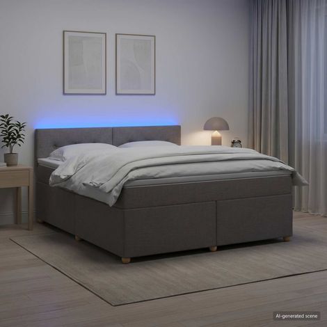 vidaXL Lit boxspring avec matelas Taupe 160 x 200 cm Tissu (1/5)