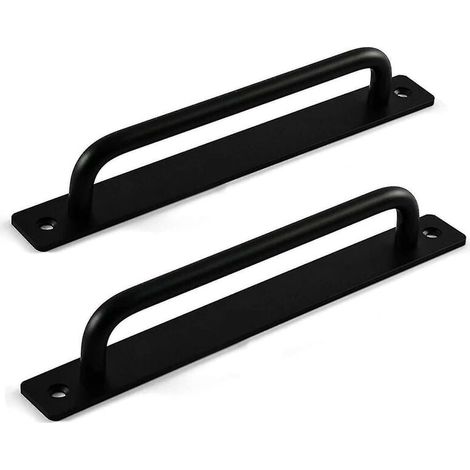 Poignée de porte extérieure 2 pièces(noir), poignée de porte coulissante, poignée de porte de grange, poignée de porte en bois (1/5)