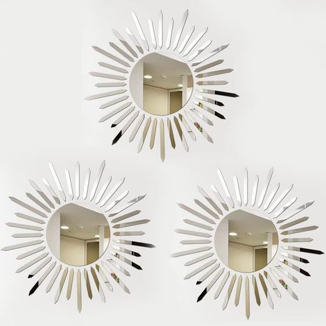 JSSEVN - Set of 3 decorative mirrors - Wall mirror - Stickers - Small decoration - For kitchen, bedroom, living room - Home decor (1/5)