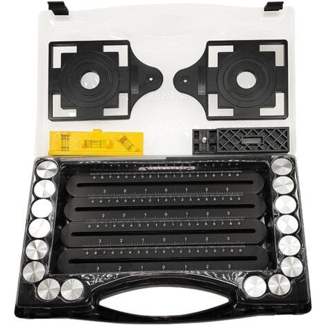 Un coffret Règle de mesure multi-angle pour carrelage - Outil d'angle noir - Pochoir d'angle en alliage d'aluminium - 12 outils latéraux (1/5)