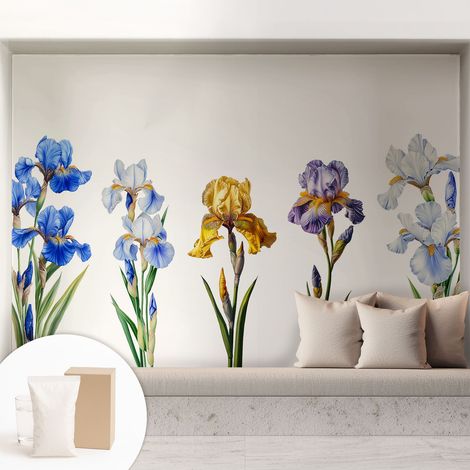 Papier peint intissé classique moderne pour salon et chambre à coucher Décoration rapide avec colle Fleurs d'iris 208x146 cm (1/5)