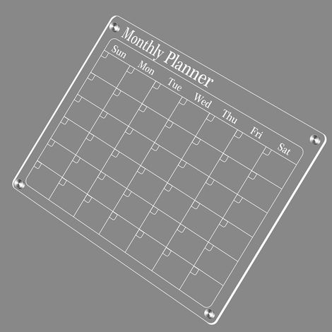 Tableau magnétique transparent en acrylique pour calendrier de réfrigérateur (mensuel/hebdomadaire/vierge) 40 x 30 cm (1/5)