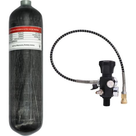 Cylindre, pression de 300 BAR, construction en fibre de carbone, 3L avec valve (1/5)