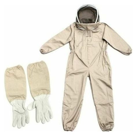 Combinaison d'apiculteur unisexe en coton respirant, voile amovible et gants inclus, protection optimale contre les piqûres d'abeilles (1/4)