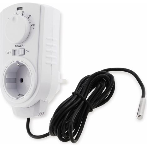 Thermostat de prise CHILITEC ST-50, analogique, avec sonde externe