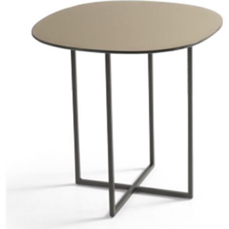 Tavolino in metallo con piano in vetro Bronzo e base nera GINNI 50 (1/4)
