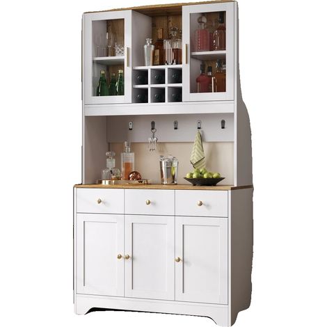 Haut Cabinet, Rangement Ample, Design Élégant, blanc (1/2)