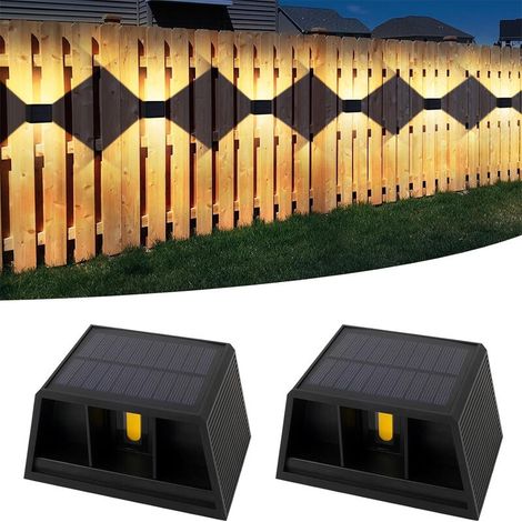 2 Pièces lampe solaire exterieur, 120°Chaude lumiere solaire exterieur, eclairage exterieur solaire Vintage, Réglable Up Down Lumière Solaire étanche IP65, pour Jardin Mur Clôture, exterieures jardin (1/5)
