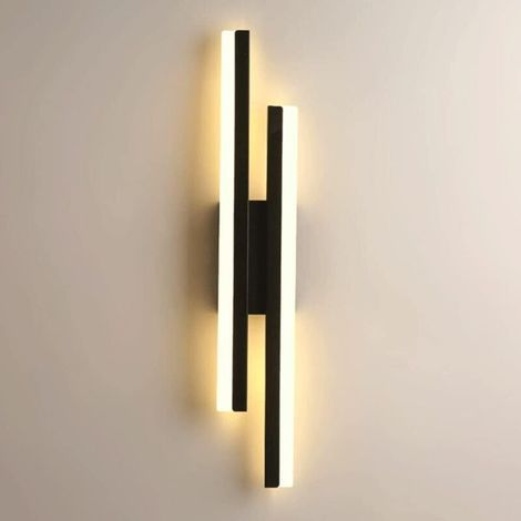Applique murale linéaire noire créative - Éclairage à 360° pour chambre - Convient pour le salon et la chambre - 1 pièce, noire (1/5)