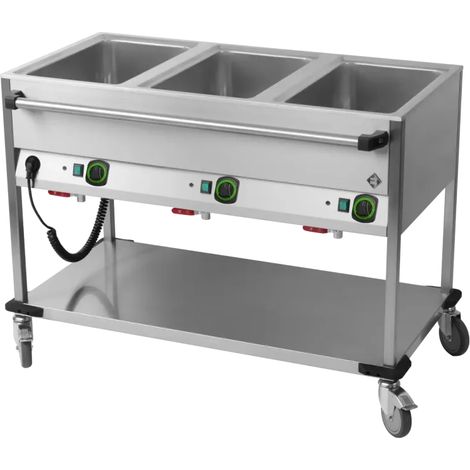 Bain marie mobile électrique GN 3-1/1 commande sur le côté long avec étagère basse RM - BMPD 3120 - RM Gastro