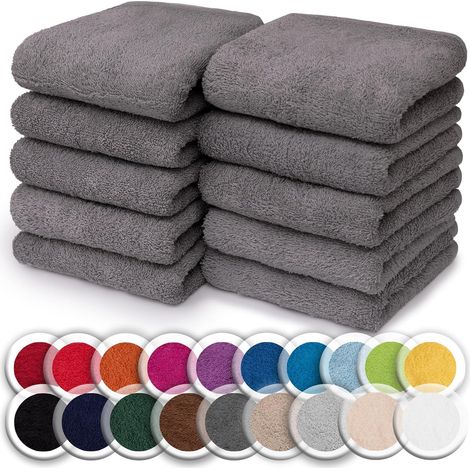 Lot de 10 Gants de Toilette en Frotte – Doux, Absorbants et Résistants, Idéal pour Le Bain et Le Soin Quotidien – Gris Anthracite, 30x30 cm (1/5)