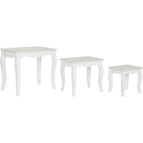 Set de 3 tables d'appoints en bois MDF coloris blanc (1/4)