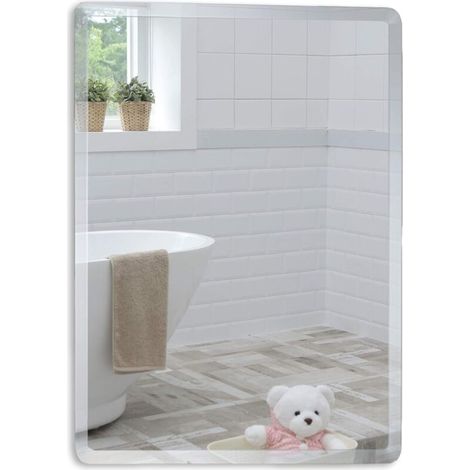 Miroir Mural de Salle de Bain Simple élégant rectangulaire - Fixation Murale (60cm x 40cm) (1/2)