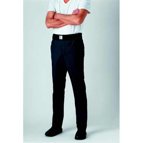 Pantalon de cuisine mixte slim ceinture éponge Robur Archet Gris XXL.