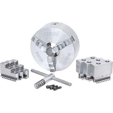 Fervi M075A/200 Mandrino di precisione autocentrante 3+3+3 griffe per tornio (1/3)