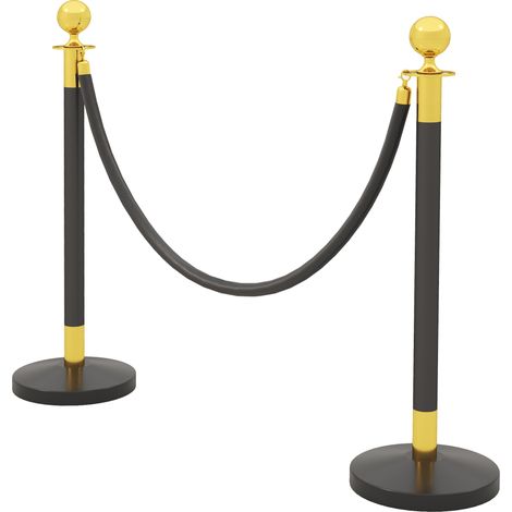 Pollerpfosten aus Edelstahl mit 1,5 m langem schwarzem Samtseil, befüllbarem Sockel, Ø 32 x 96 cm