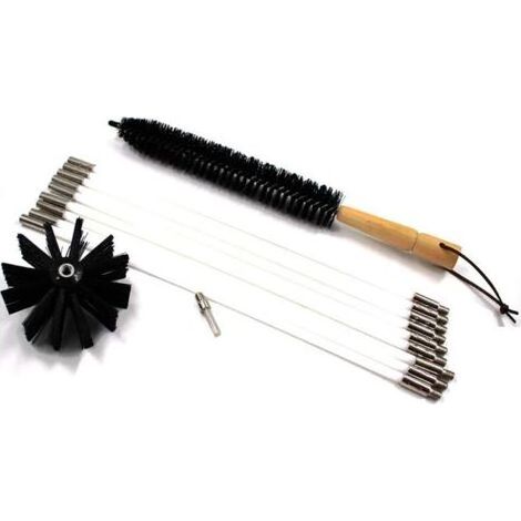 Kit de brosse de nettoyage de cheminée, brosse pour conduits de radiateur et de sèche-linge, système professionnel de nettoyage de tuyaux de cheminée avec tiges flexibles, tête de brosse de rechange (1/5)