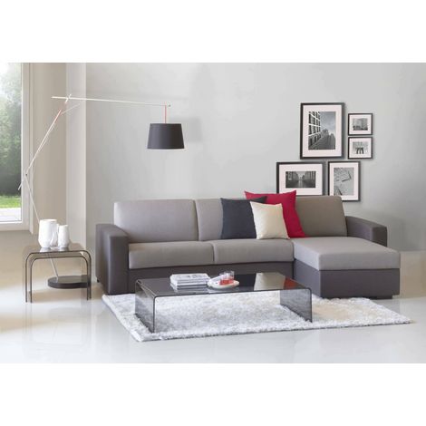 Talamo Italia Canapé Alicya, Canapé d'angle, 100% Made in Italy, Canapé avec ouverture pivotante, avec conteneur réversible Péninsule, avec accoudoirs standards, Cm 280x95h90, Gris et Anthracite, avec (1/5)